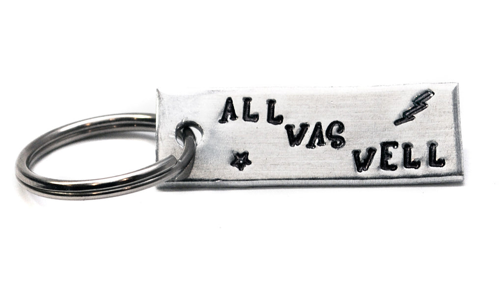 All Was Well - Aluminum Handstamped Mini Keychain
