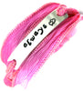 Always - Aluminum Handstamped ID Bracelet on Pink Crinkled Silk Ribbon