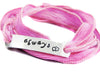 Always - Aluminum Handstamped ID Bracelet on Pink Crinkled Silk Ribbon
