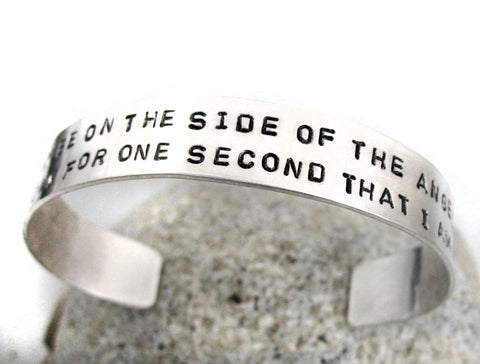 Side of the Angels... - [Sherlock Holmes] Sterling Silver Handstamped 1/2” Bracelet