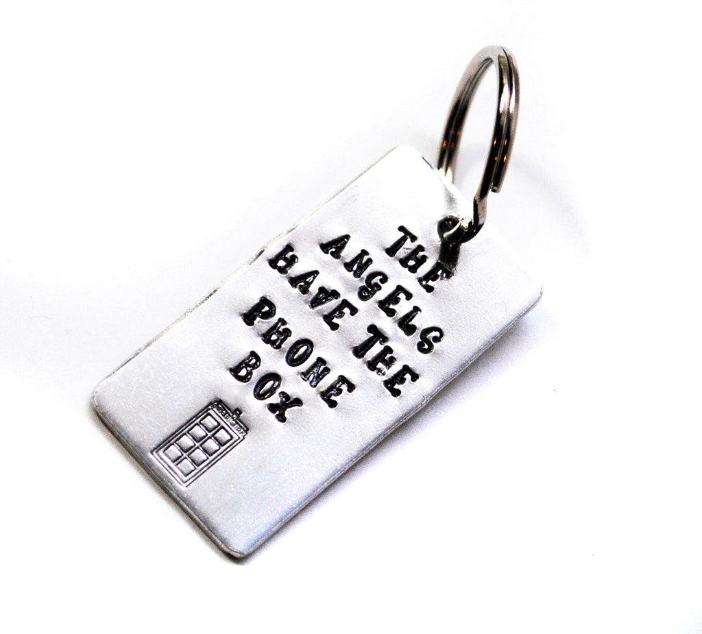 The Angels Have the Phone Box - [Doctor Who] Aluminum Handstamped Medium Keychain w/ TARDIS Design