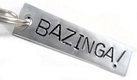 Bazinga! - [Big Bang Theory] Aluminum Handstamped Keychain