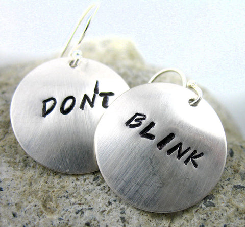 Don't Blink - [Doctor Who] Sterling Silver Handstamped Earrings