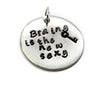 Brainy Is The New Sexy - Pewter Pebble Handstamped Pendant