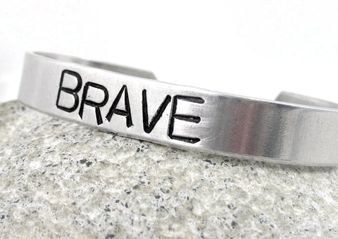 Brave - Aluminum Handstamped 3/8" Bracelet