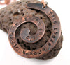 Take These Broken Wings and Learn To Fly - [The Beatles] Antiqued Copper Handstamped Spiral Necklace