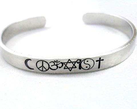 Coexist - Aluminum Handstamped 1/4" Bracelet