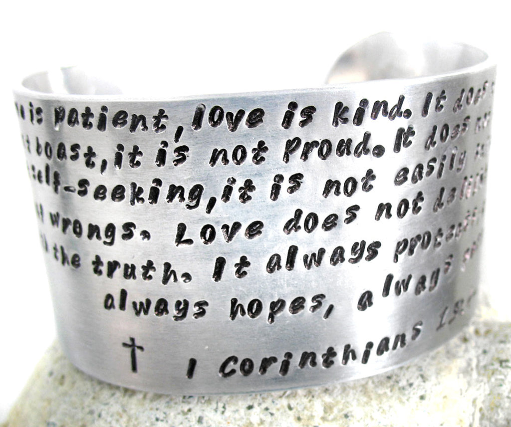 Love is Patient (Corinthians 13) - 1.5" Hand-Stamped Aluminum Cuff
