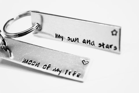 My Sun and Stars/Moon of my Life - [Game of Thronres] Aluminum Handstamped Keychain Set