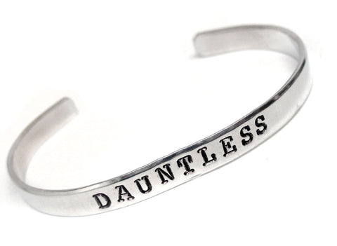 Dauntless - [Divergent] Aluminum Handstamped 1/4” Bracelet