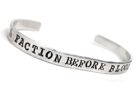 Faction Before Blood - Aluminum Handstamped 1/4” Bracelet