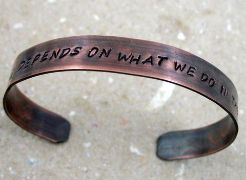 Custom - Copper Handstamped 3/8" Bracelet w/ Antiqued Patina
