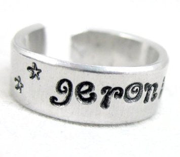 Geronimo! - [Doctor Who] Aluminum Handstamped 1/4” Ring