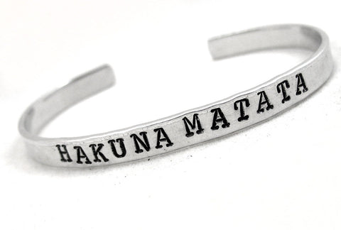Hakuna Matata - Aluminum Handstamped 1/4" Bracelet