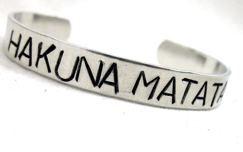 Hakuna Matata - Aluminum Handstamped 3/8” Bracelet