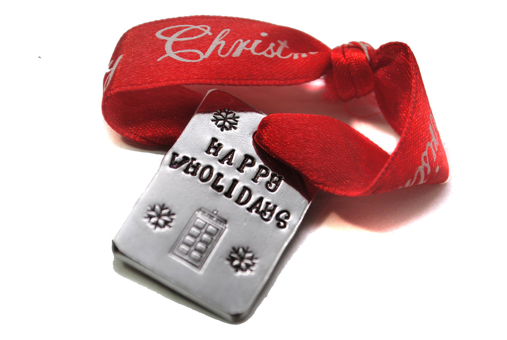 Happy Wholidays - [Doctor Who] Aluminum Handstamped Ornament