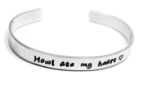Howl Ate My Heart - [Studio Ghibli] Aluminum Handstamped 1/4” Bracelet
