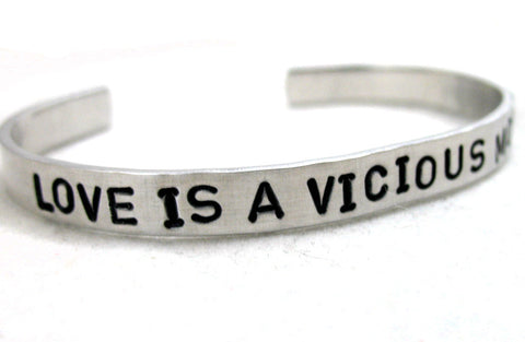 Love Is a Vicious Motivator - [Sherlock Holmes] Aluminum Handstamped 1/4" Bracelet
