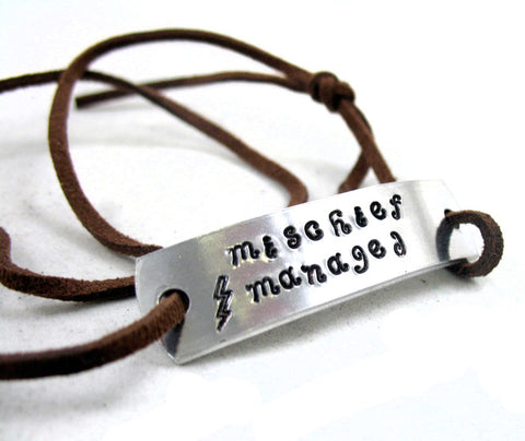 Mischief Managed - Aluminum Handstamped ID Bracelet