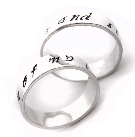 My Sun and Stars, Moon of my Life - [Game of Thrones] Sterling Silver Handstamped Ring Pair