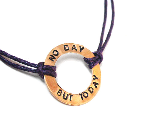 No Day But Today - [Rent] Brass Handstamped Bracelet w/Cotton Cord