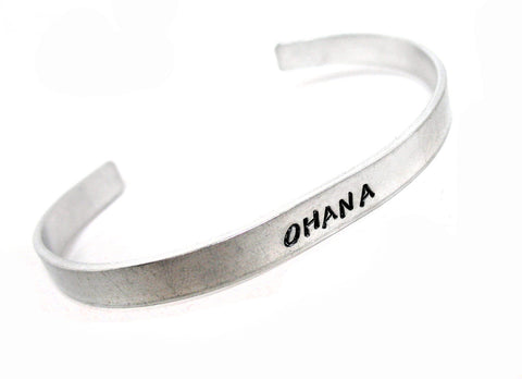 Ohana - Aluminum Handstamped 1/4” Bracelet