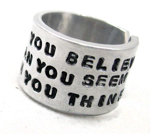 Braver Than You Believe - [Winnie the Pooh] Aluminum Handstamped 1/2"  Wide Ring