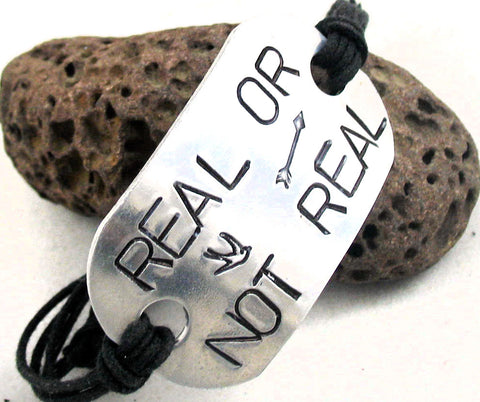 Real or Not Real? - Aluminum Handstamped ID Bracelet
