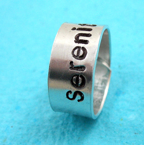 Serenity - Aluminum Handstamped Ring