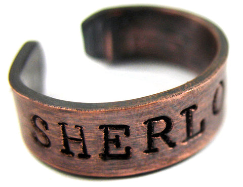 Sherlocked - Antiqued Copper Handstamped Ring