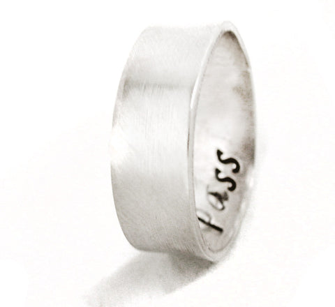 Secret Message Sterling Silver 1/4" Ring - Handstamped Solid Band with Hidden Customization