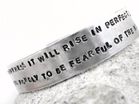 I Have Loved The Stars Too Fondly To Be Fearful of The Night - Aluminum Handstamped 1/2” Bracelet