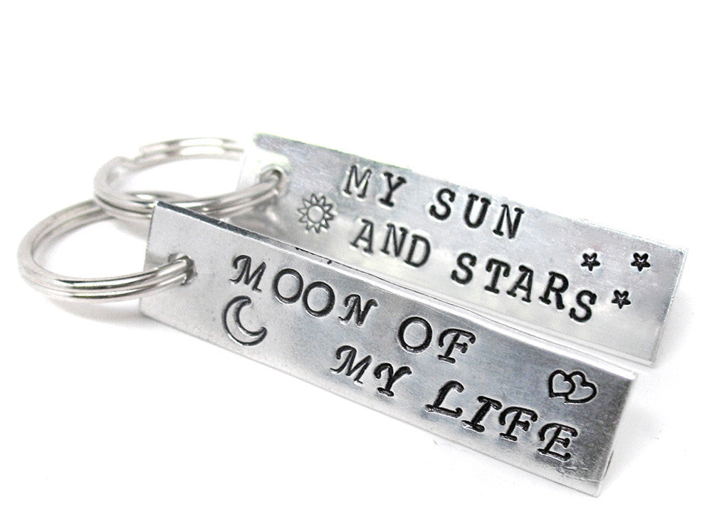 Danaerys and Drogo - My Sun and Stars, Moon of my Life - Hand Stamped Aluminum Keychains, Game of Thrones Inspired