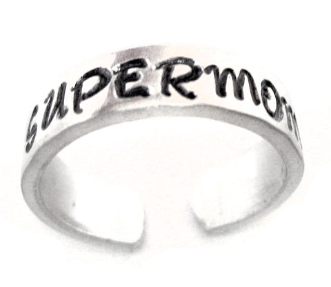 Supermom - Aluminum Handstamped Ring