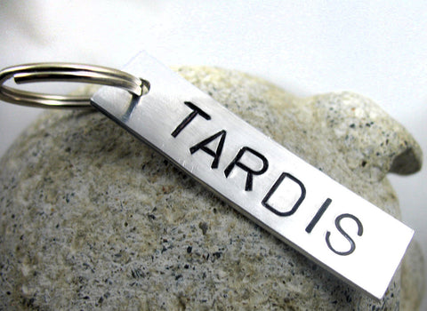 TARDIS - [Doctor Who] Aluminum Handstamped Keychain, SPECIAL SALE PRICE!