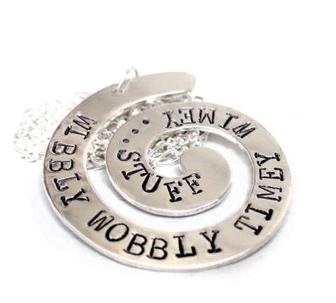 Wibbly Wobbly Timey Wimey - [Doctor Who] Sterling Silver Handstamped Spiral Pendant