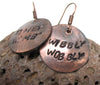 Wibbly Wobbly, Timey Wimey - [Doctor Who] Antiqued Copper Drop Handstamped Earrings